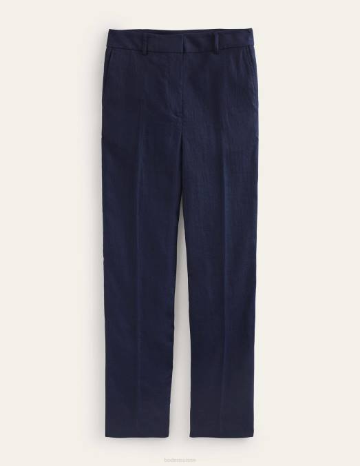 Boden vêtements marine femmes pantalon fuselé en lin LB2X1281
