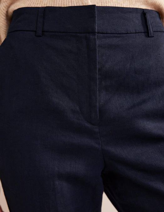 Boden vêtements marine femmes pantalon fuselé en lin LB2X1281
