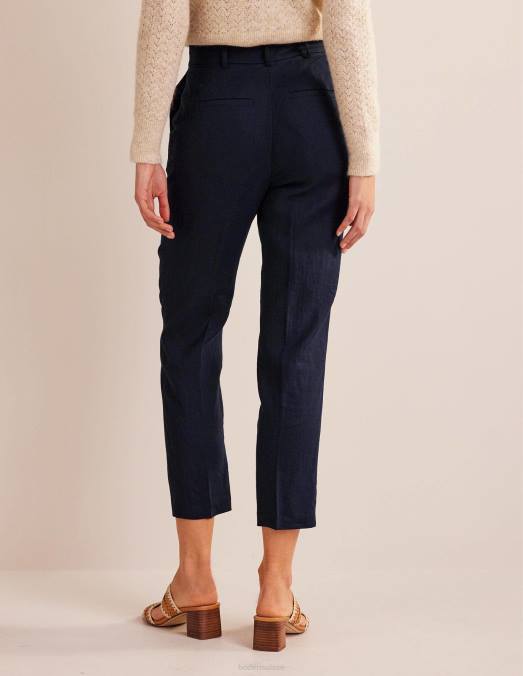 Boden vêtements marine femmes pantalon fuselé en lin LB2X1281