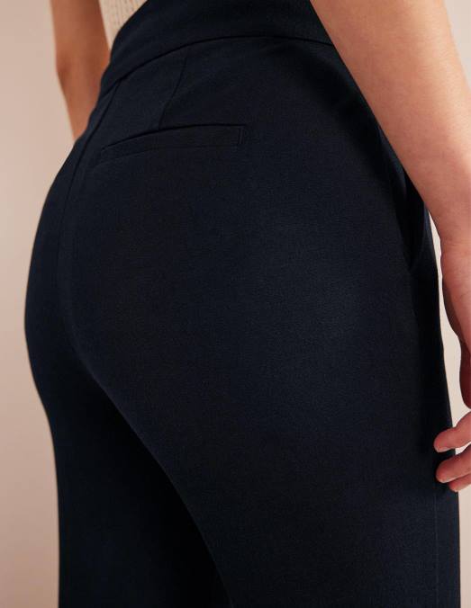 Boden vêtements marine femmes pantalon évasé court bi-stretch LB2X340