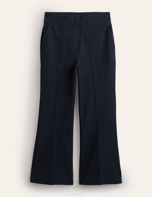 Boden vêtements marine femmes pantalon évasé court bi-stretch LB2X340