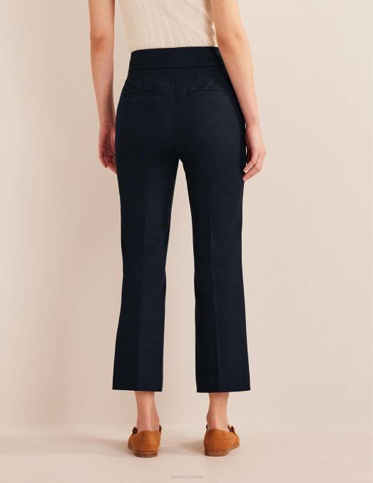 Boden vêtements marine femmes pantalon évasé court bi-stretch LB2X340