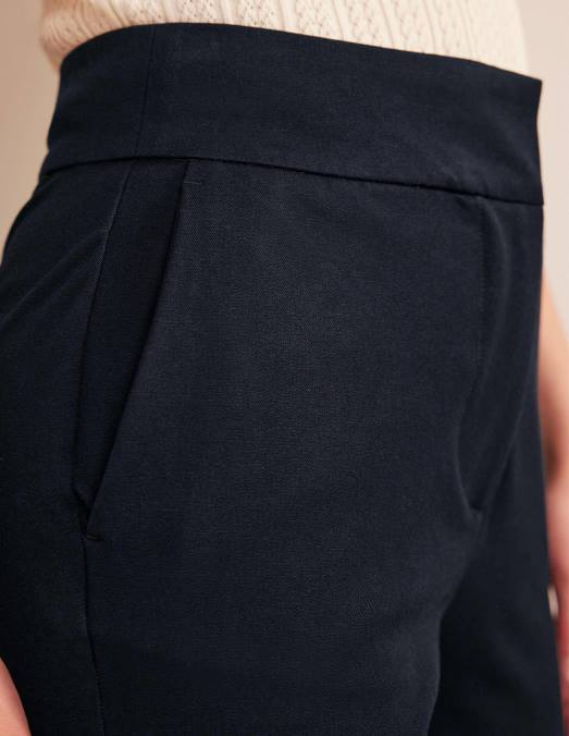 Boden vêtements marine femmes pantalon évasé court bi-stretch LB2X340