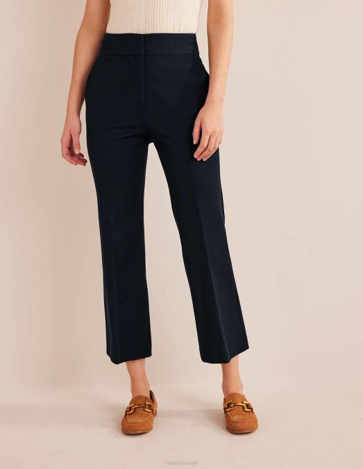 Boden vêtements marine femmes pantalon évasé court bi-stretch LB2X340