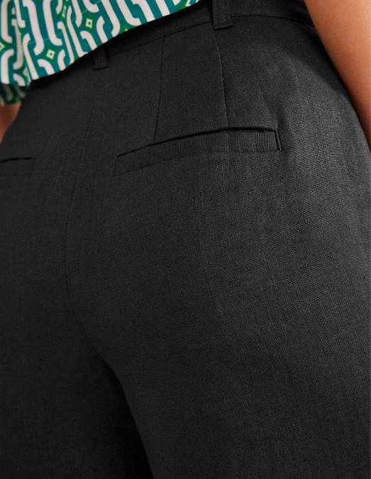 Boden vêtements noir femmes pantalon en lin highbury LB2X602