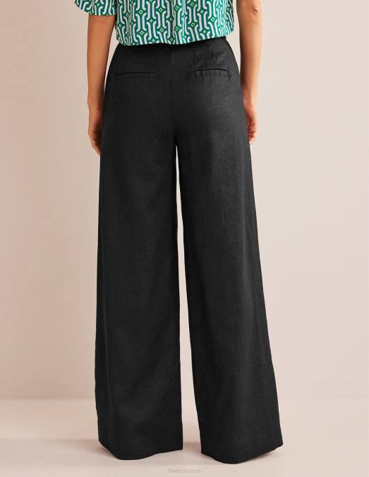 Boden vêtements noir femmes pantalon en lin highbury LB2X602