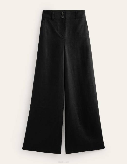 Boden vêtements noir femmes pantalon en lin highbury LB2X602