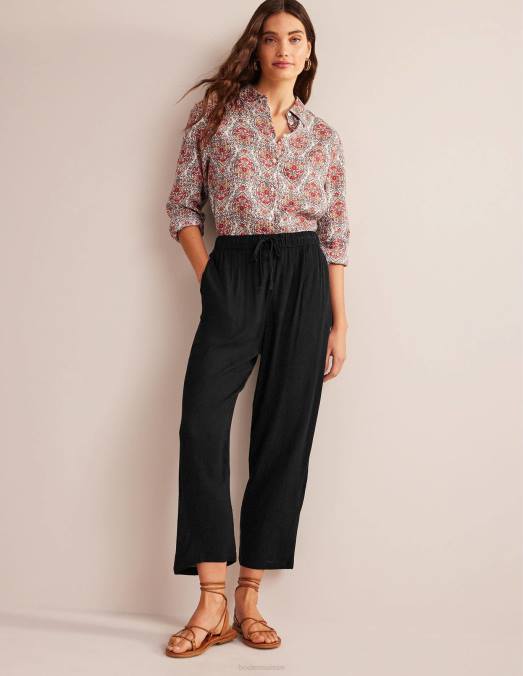 Boden vêtements noir femmes pantalon froissé à enfiler LB2X2173