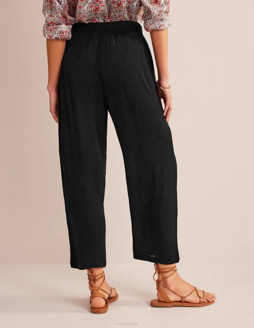 Boden vêtements noir femmes pantalon froissé à enfiler LB2X2173