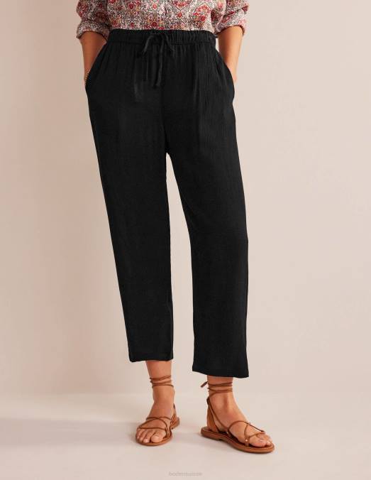Boden vêtements noir femmes pantalon froissé à enfiler LB2X2173