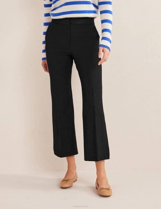 Boden vêtements noir femmes pantalon évasé court bi-stretch LB2X601