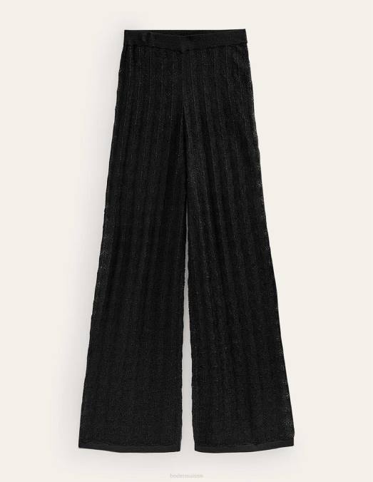 Boden vêtements noir métallisé femmes pantalon de plage en maille LB2X320