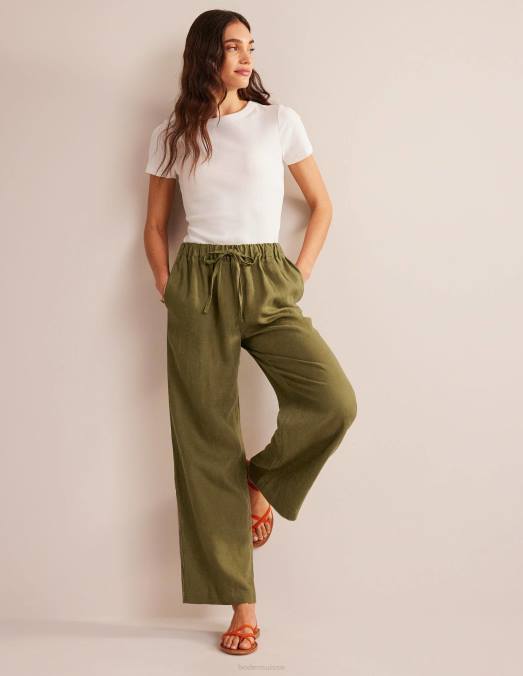 Boden vêtements olive capulet femmes pantalon décontracté en lin à enfiler LB2X1107