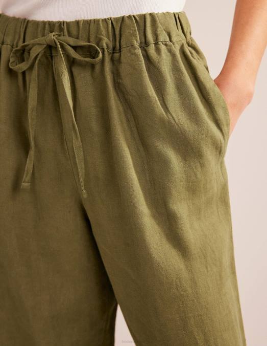 Boden vêtements olive capulet femmes pantalon décontracté en lin à enfiler LB2X1107
