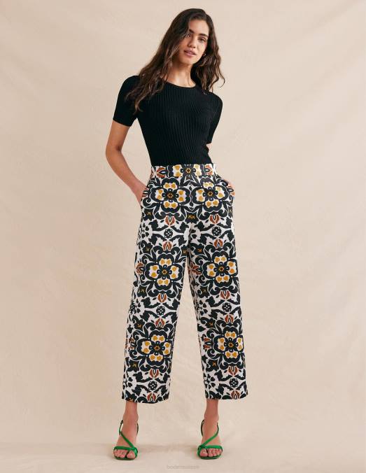 Boden vêtements pépins noirs et opulents femmes pantalon court imprimé LB2X1035