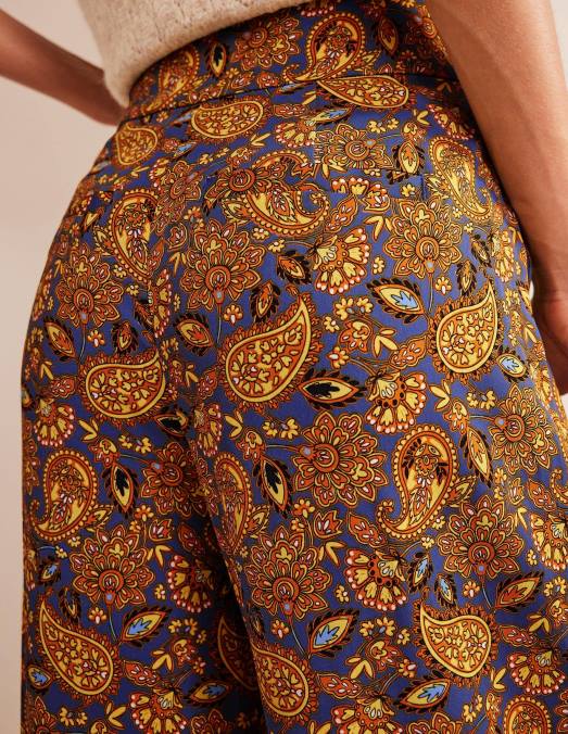 Boden vêtements récolte d'or et terrasse motif cachemire femmes pantalon large fluide LB2X1552