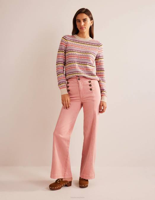 Boden vêtements rose femmes pantalon large marin LB2X326