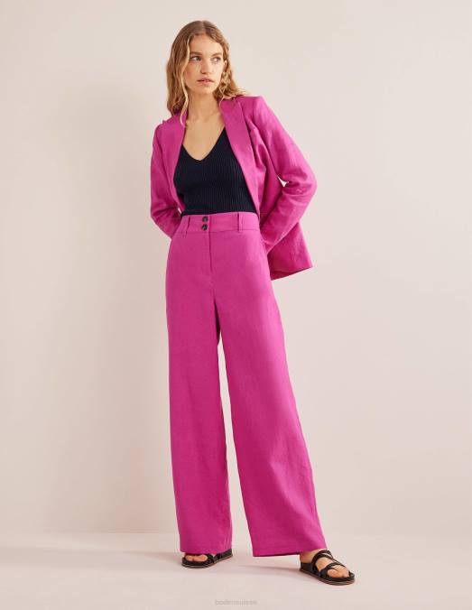 Boden vêtements rose violette femmes pantalon en lin highbury LB2X2588
