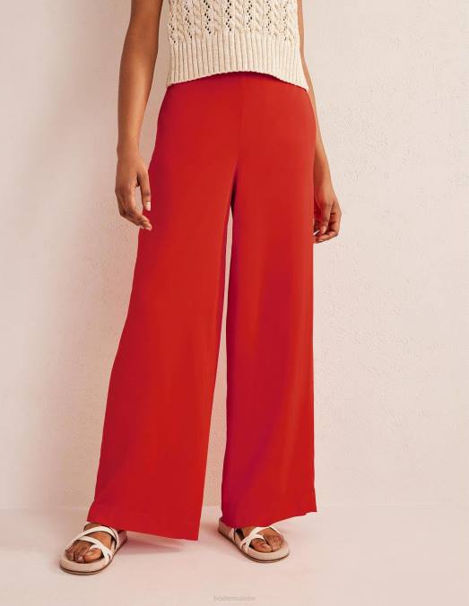 Boden vêtements rouge vermillon femmes pantalon large fluide LB2X1038