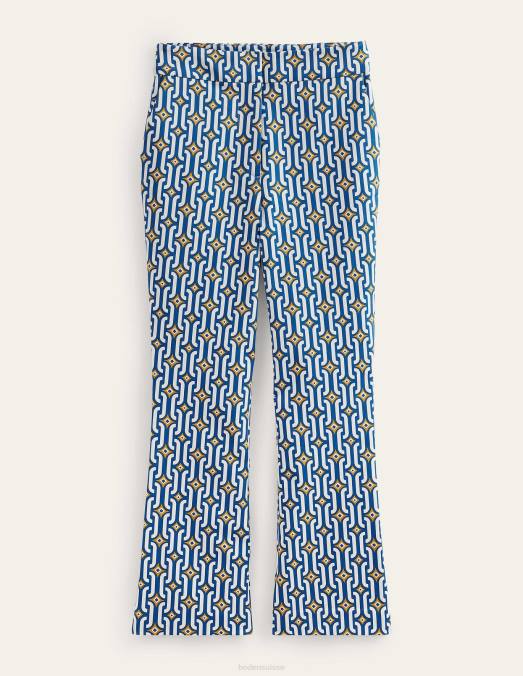 Boden vêtements saphir et géo azur femmes pantalon évasé raccourci LB2X1562
