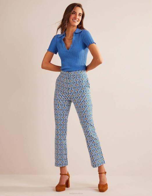 Boden vêtements saphir et géo azur femmes pantalon évasé raccourci LB2X1562