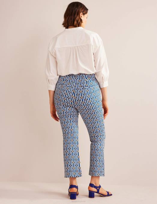 Boden vêtements saphir et géo azur femmes pantalon évasé raccourci LB2X1562