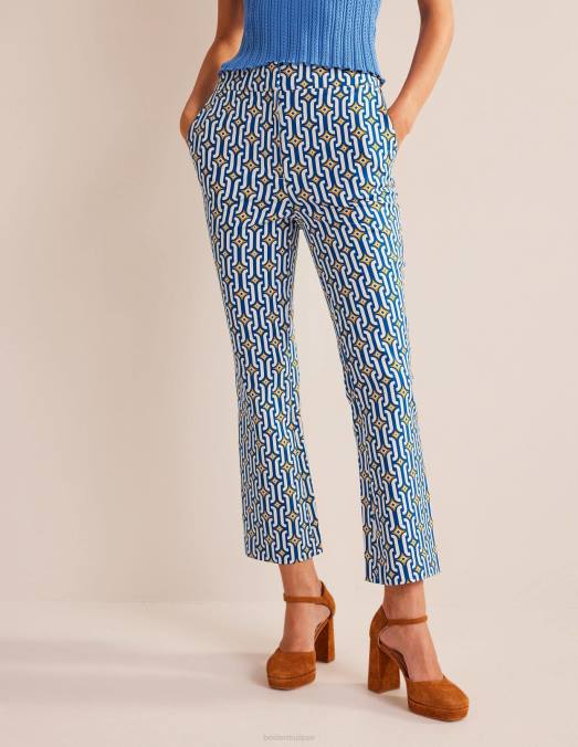 Boden vêtements saphir et géo azur femmes pantalon évasé raccourci LB2X1562