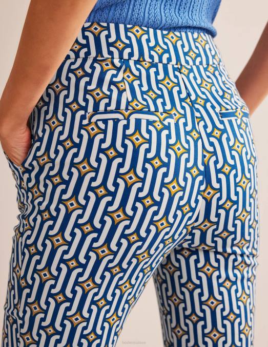 Boden vêtements saphir et géo azur femmes pantalon évasé raccourci LB2X1562