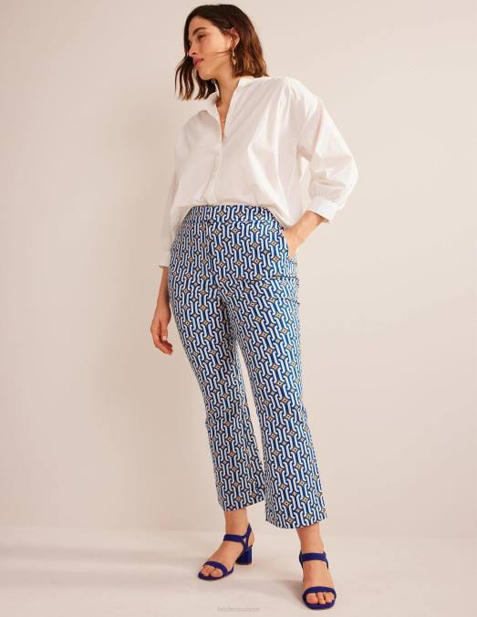Boden vêtements saphir et géo azur femmes pantalon évasé raccourci LB2X1562
