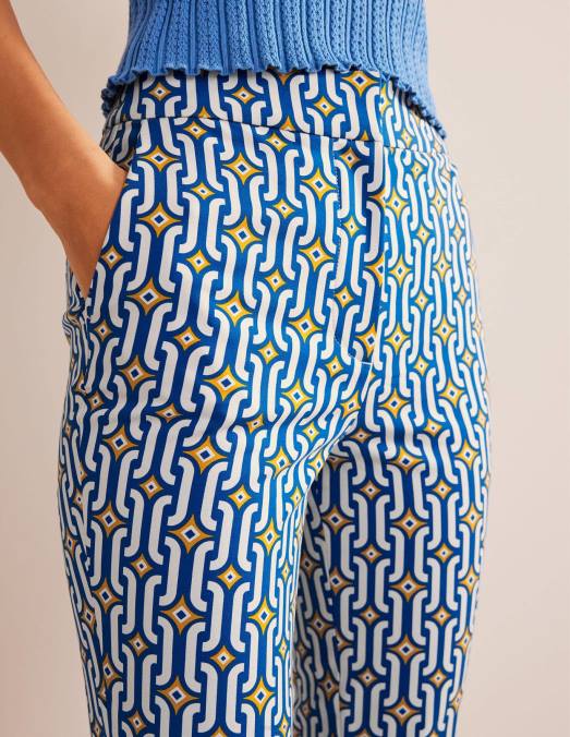 Boden vêtements saphir et géo azur femmes pantalon évasé raccourci LB2X1562
