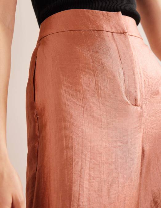 Boden vêtements satin femmes pantalon palazzo taille haute LB2X1022