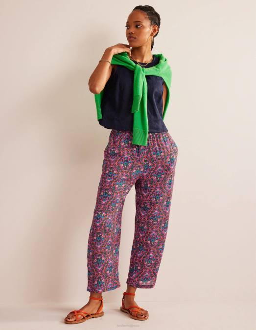 Boden vêtements terrasse multi & vigne femmes pantalon froissé à enfiler LB2X1460
