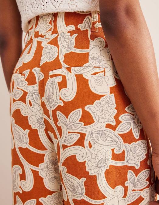 Boden vêtements tourbillon rouille et cachemire femmes pantalon en lin highbury LB2X2537