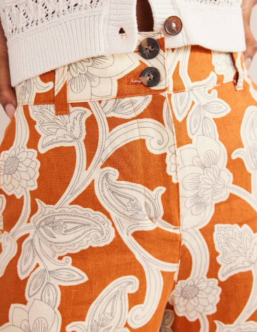 Boden vêtements tourbillon rouille et cachemire femmes pantalon en lin highbury LB2X2537