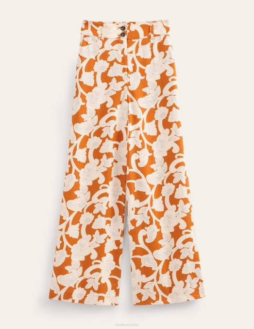 Boden vêtements tourbillon rouille et cachemire femmes pantalon en lin highbury LB2X2537