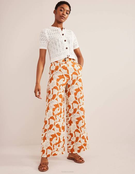 Boden vêtements tourbillon rouille et cachemire femmes pantalon en lin highbury LB2X2537