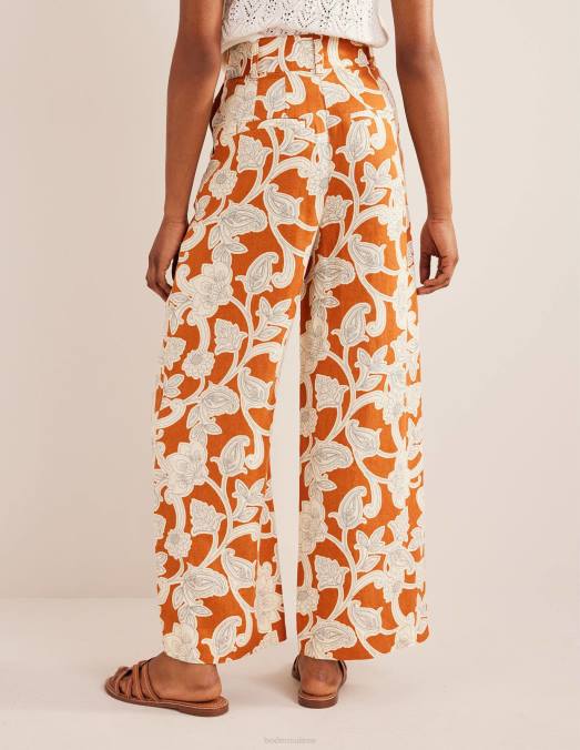 Boden vêtements tourbillon rouille et cachemire femmes pantalon en lin highbury LB2X2537