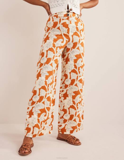 Boden vêtements tourbillon rouille et cachemire femmes pantalon en lin highbury LB2X2537