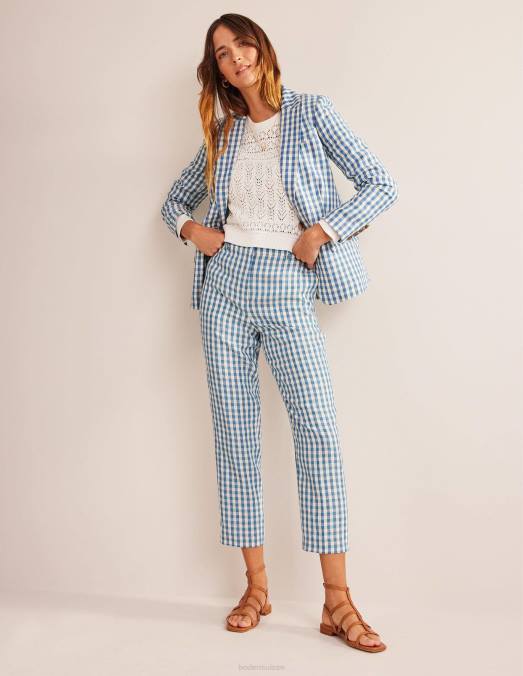 Boden vêtements vérifier femmes pantalon fuselé en lin LB2X1581
