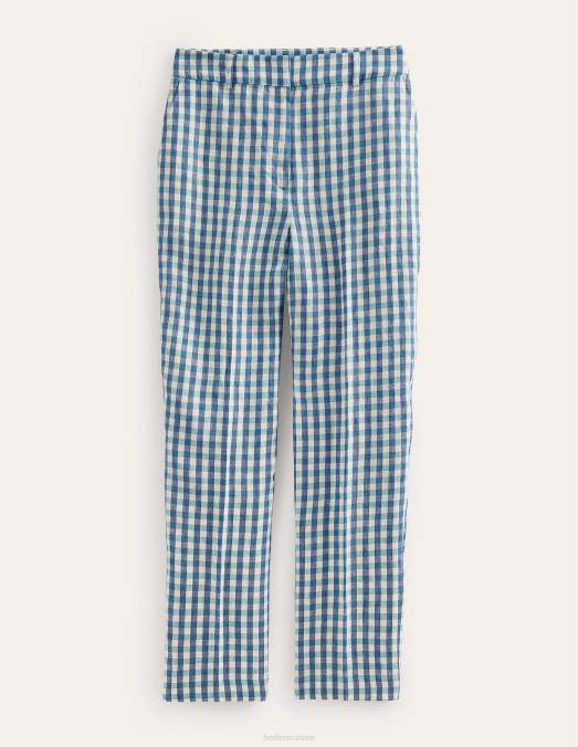 Boden vêtements vérifier femmes pantalon fuselé en lin LB2X1581
