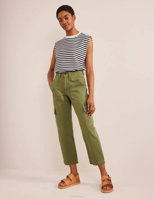 Boden vêtements vert femmes pantalon cargo décontracté LB2X2387