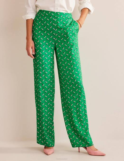 Boden vêtements vert prairie et point tombant femmes pantalon à enfiler imprimé LB2X330