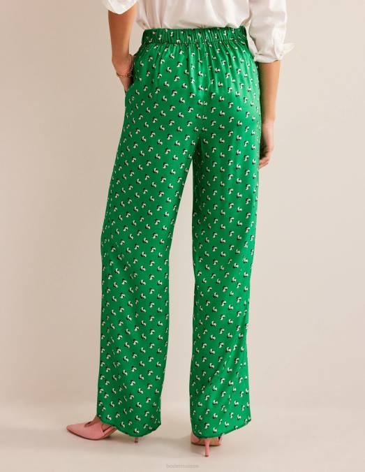 Boden vêtements vert prairie et point tombant femmes pantalon à enfiler imprimé LB2X330