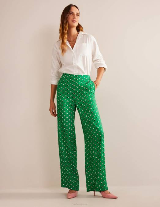 Boden vêtements vert prairie et point tombant femmes pantalon à enfiler imprimé LB2X330