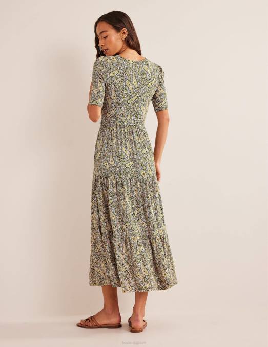 Boden vêtements Park Ranger et fleurs cachemire femmes robe longue portefeuille en jersey à volants LB2X1488