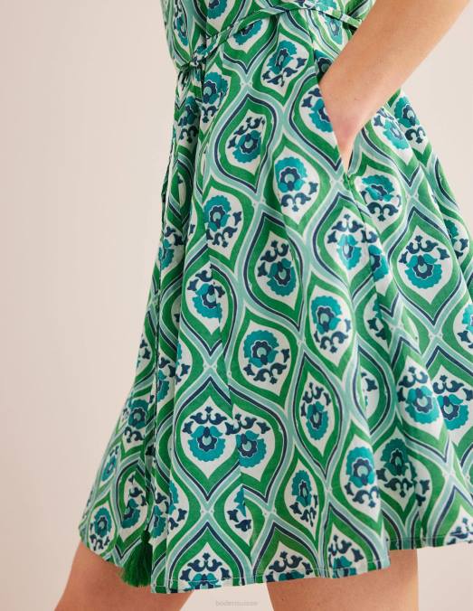 Boden vêtements aigue-marine et géo cascade femmes robe courte à jupe ample LB2X1100
