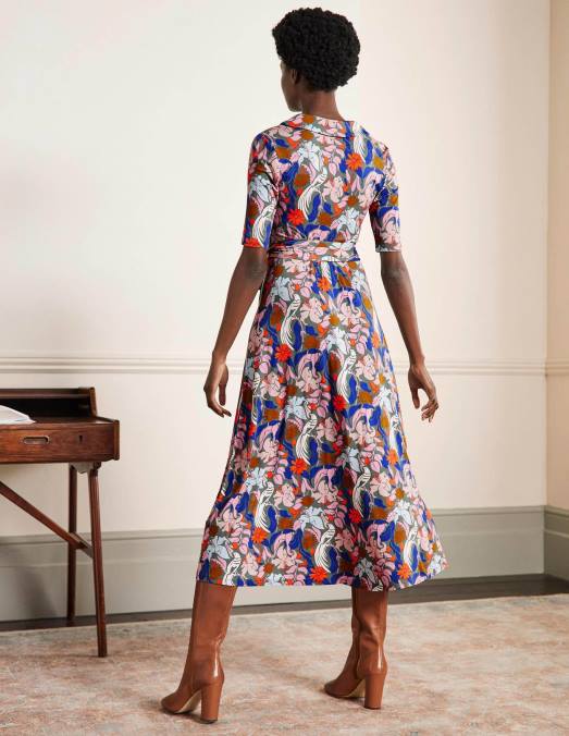 Boden vêtements aulne et oiseau oriental femmes robe portefeuille en jersey lavinia LB2X2423