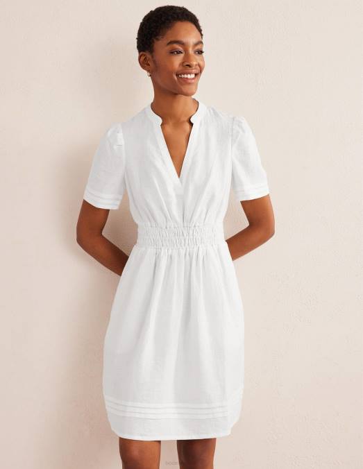 Boden vêtements blanc femmes robe courte à nervures LB2X86