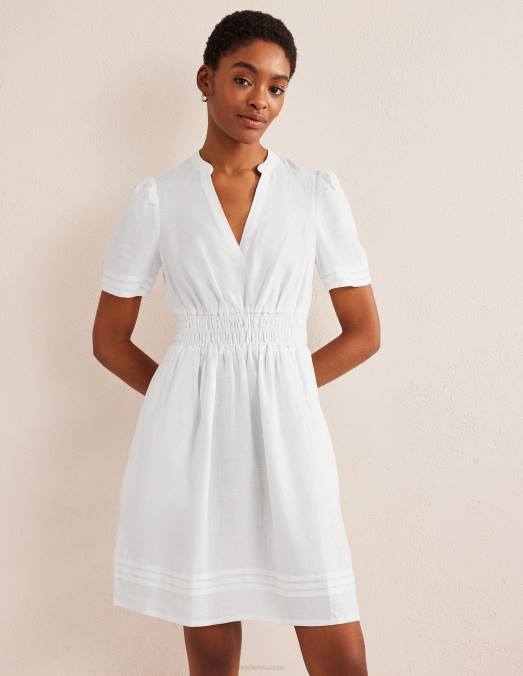 Boden vêtements blanc femmes robe courte à nervures LB2X86