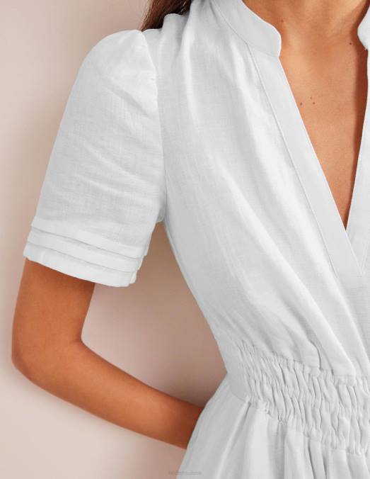 Boden vêtements blanc femmes robe mi-longue à nervures LB2X89